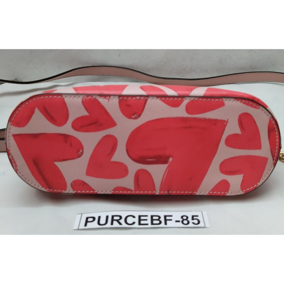 Kate Spade New York Pink Hearts Leather Zipper Closure Chain Strap Crossbody Bag - Picture 6 of 16